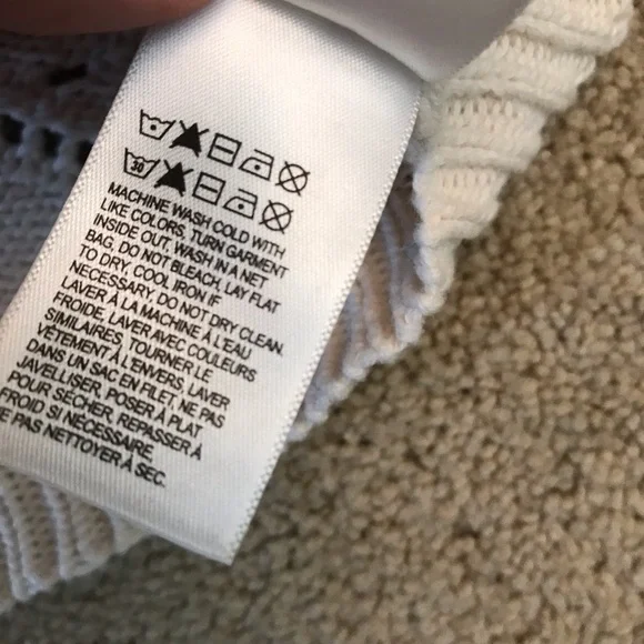 Lucky Brand Crochet Hoodie Cropped Sweater Women Medium Cream Pointelle Pullover - Picture 12 of 13